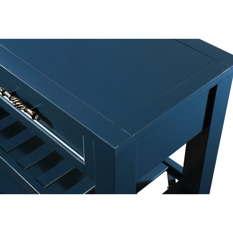 Console de 42 po avec tiroirs et tablettes bleu marine, style Mid-Century, Marine