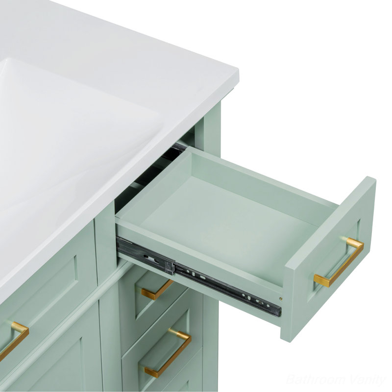 Meuble-lavabo avec lavabo en céramique Motoo, Vert