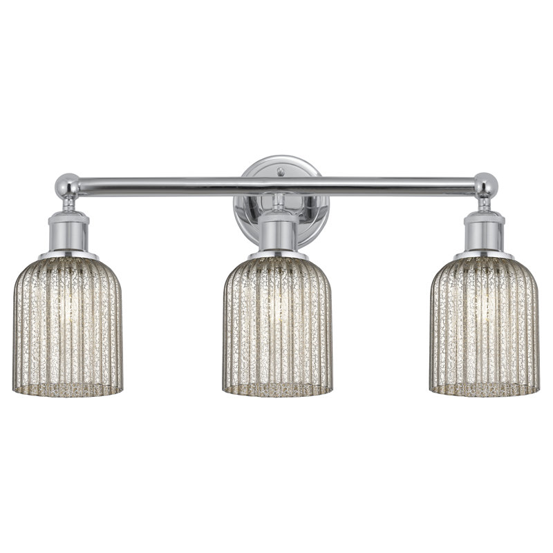 Edison Northgate 3 Light 23" Bath Vanity Light Shade, Polished Chrome, Metallic Gray
