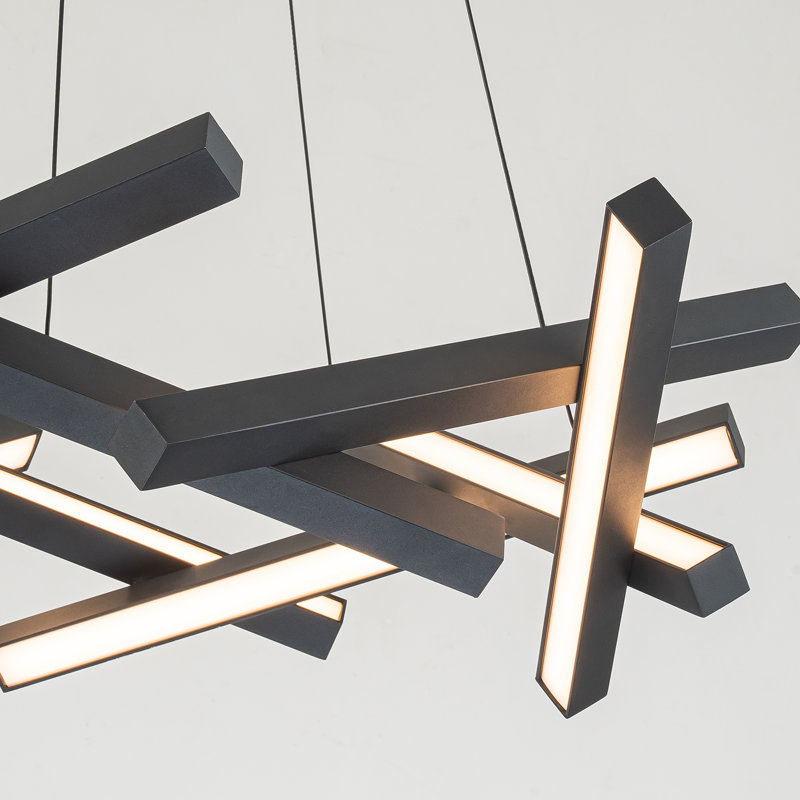 Lustre géométrique unique à 10 lumières à DEL à intensité variable Julenny, Noir mat