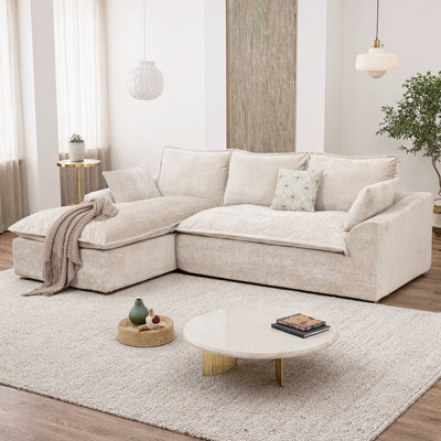 103" L-Shaped Modular Sectional Sofa with Left Chaise, No Assembly Required Cloud Couch, High Back Deep Seat Living Room Furniture, Soft Chenille Upholstered Fabric
