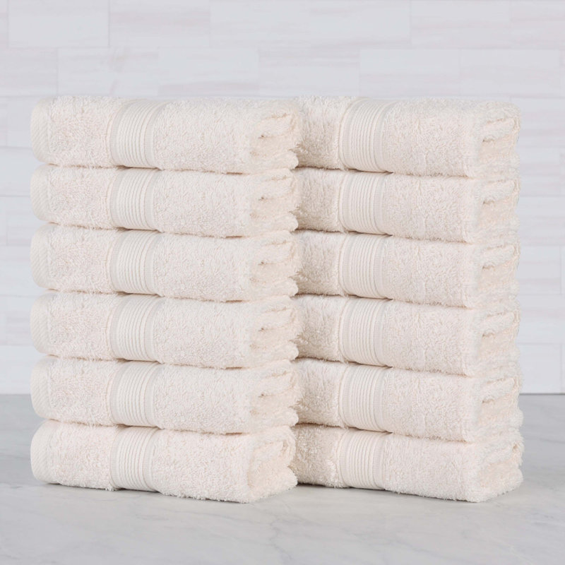 Serviettes de toilette en coton biologique Blue Earth Nile Mills, lot de 12, Ivoire ivoire