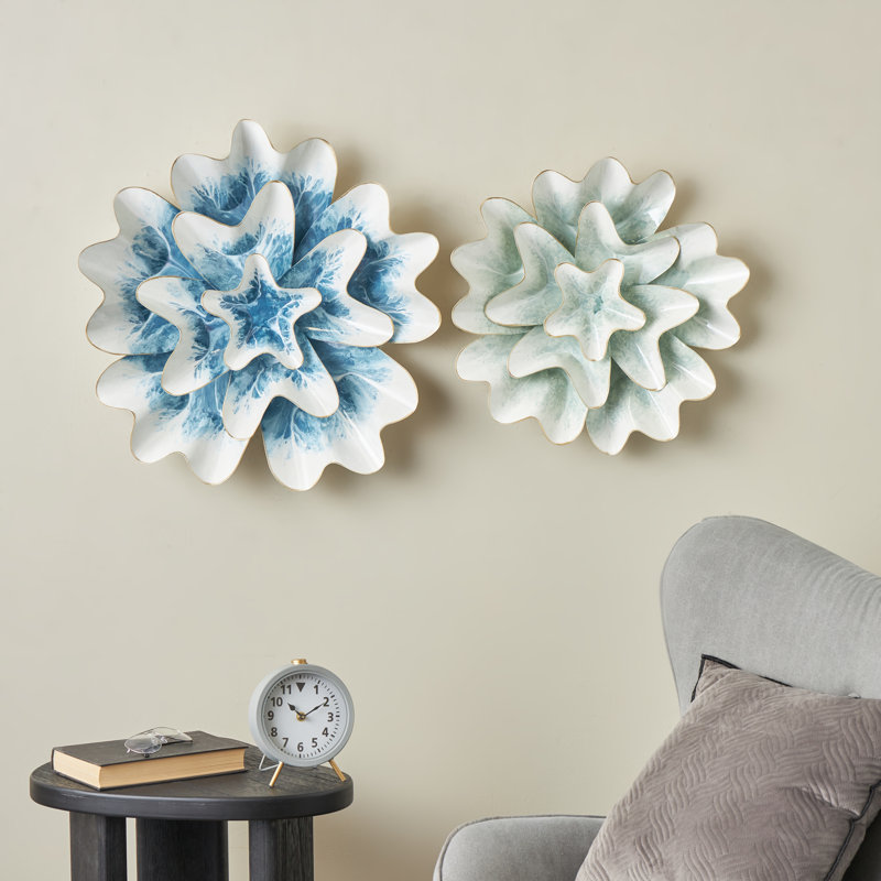 Cole And Grey Metal Floral Home Wall Decor With White And Gold Accents