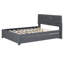 Lit tapissier en tissu de lin gris avec tête de lit en brique, lit gigogne simple et 2 tiroirs, solide et optimisant l'espace, aucun sommier tapissier requis-1031905480