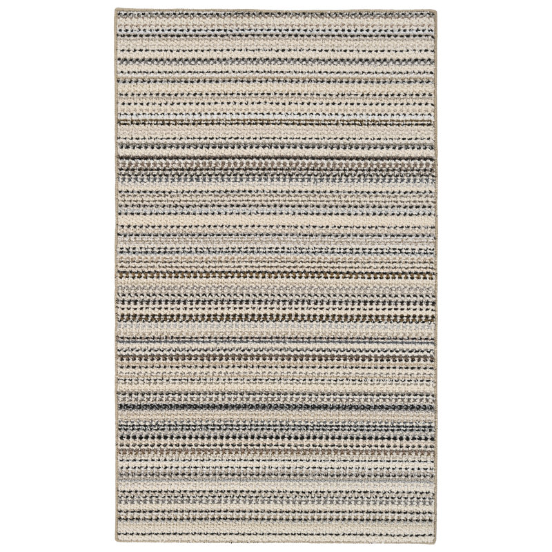 Tapis touffeté à rayures rectangulaire beige Kandace, Rectangle de 3 pi x 5 pi