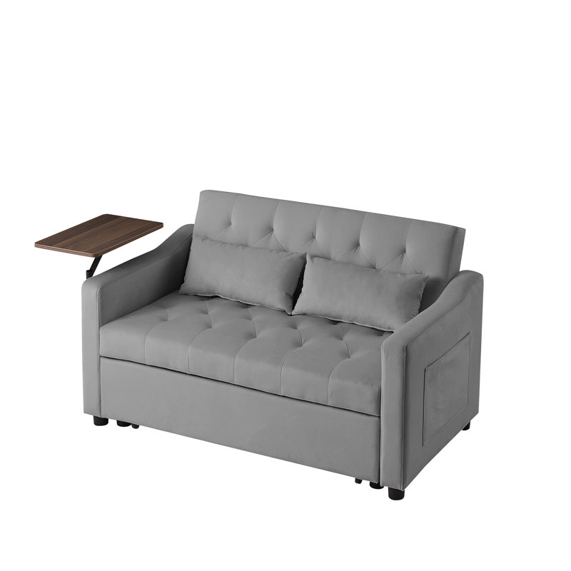Lit en velours gris avec accoudoirs de table d'appoint, style moderne, se convertit rapidement, plusieurs angles réglables pour un confort supérieur, et en plastique, lit convertible simple à assembler, table tournante,