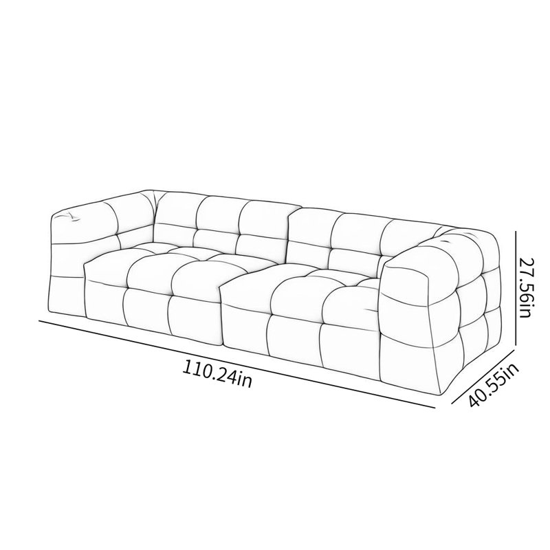 Canapé français simple de style crème, 4, Vert, H 27,56 po x l 110,24 po x P 40,55 po