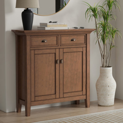 Redmond 36 Inch Wide Solid Wood Entryway Storage Cabinet In Rustic Natural Aged Brown