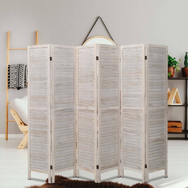 Paravents en bois 5,6 pi, H 67 po x l 96 po x P 0,8 po, Blanc patiné