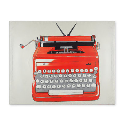 Red Typewriter Machine Vintage Polyester Placemat | Home Decor