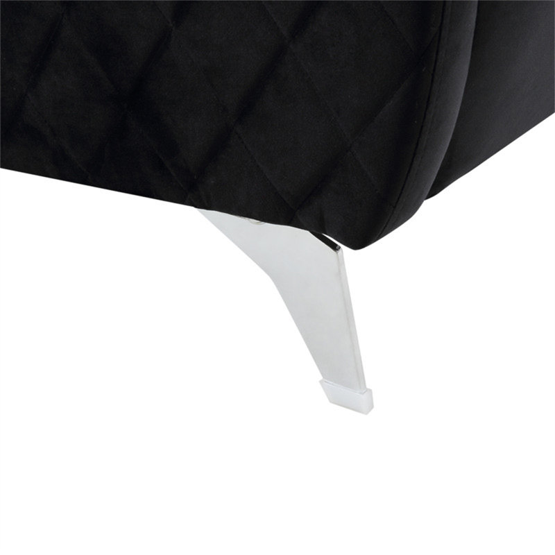 Fauteuil d'appoint moderne en velours noir l 36 po Livia, Noir