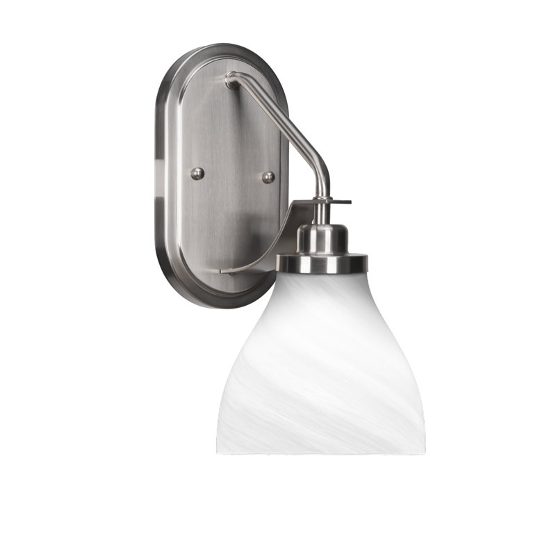 Applique murale Alirra avec verre 6,25 po, Nickel brossé, Blanc