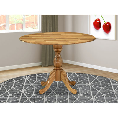 Dublin Kitchen Dining Table - a Round Wooden Table Top with Dropleaf & Pedestal Base, Natural