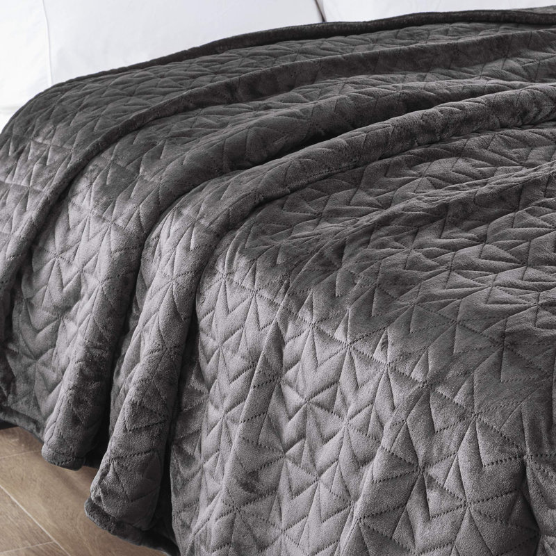 Couverture matelassée chauffante en peluche, gris, 11.26