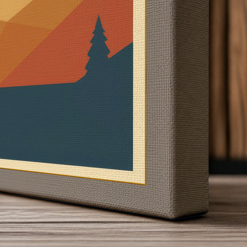 Balloon Over Mountains Mid-Century - Wrapped Canvas, 36x24 - 91.4 x 61.0 cm, Taupe Border