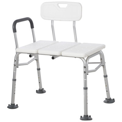 Banc de transfert de baignoire pour baignoire, chaise de douche compacte de 300 lb avec dossier et accoudoirs rembourrés, banc de douche à hauteur réglable, accoudoir pour transfert, siège de douche et ventouses pour personnes âgées, personnes à mobilité réduite