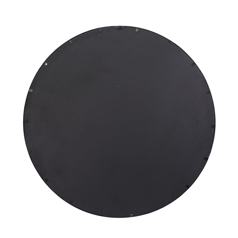Refined Round Mirror In Gold Leaf Metal, Black