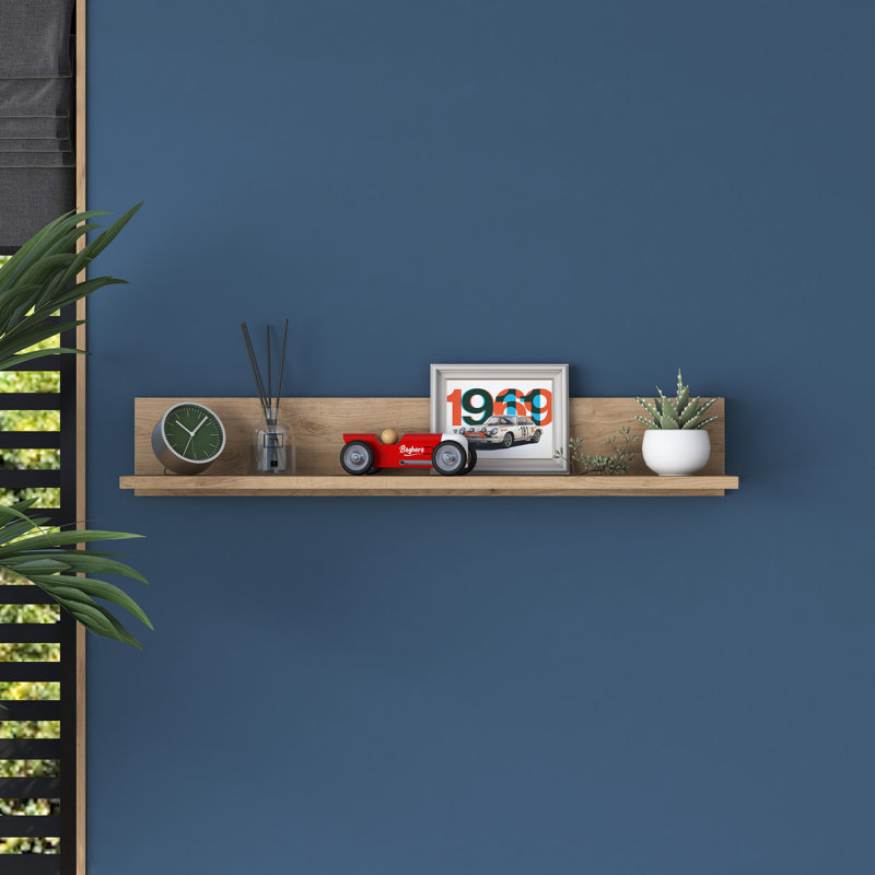 Colesen Modern Wall Shelf, Walnut Color, 35.4 x 5.9 x 5.9 Inches | 100% Melamine Coated Particle Board, Thickness: 0.7 Inches | Stylish and Functional Design for Home or Office, Perfect for Displaying Books & Decor