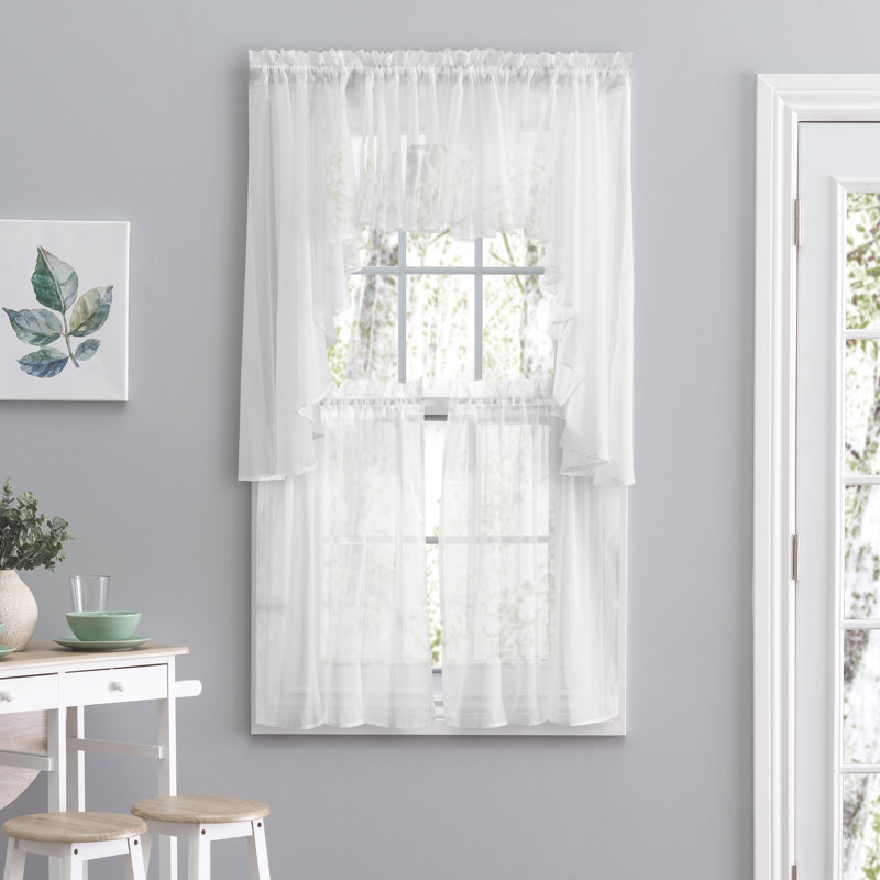 Ensemble de 2 paires de drapeaux transparents Matasha, Blanc, l 62 po x L 54 po