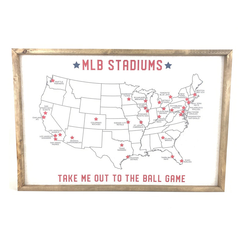 " Mlb Stadium Map ", 24" H x 36" W x 1.5" D