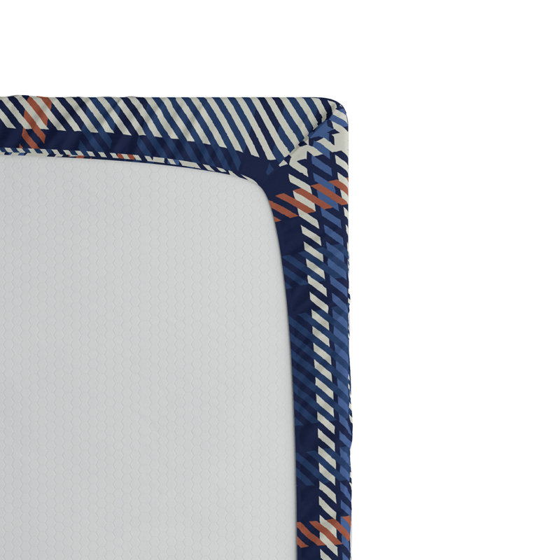 Microfiber Striped Fitted Sheet, Full Fitted Sheet, Indigo Plaid