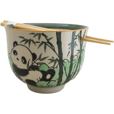 Ensemble de bols en forme de bambou avec des baguettes Panda