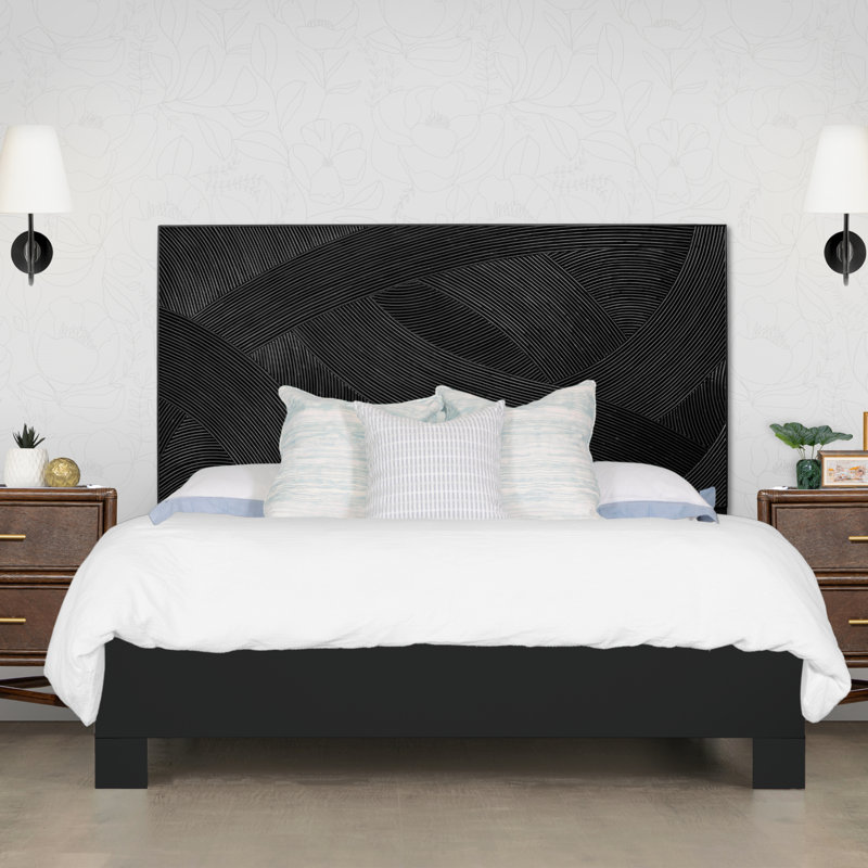 Swirl Rattan Headboard, King, Black