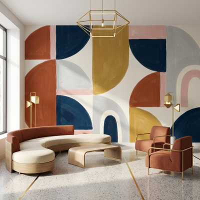 Papier peint géométrique abstrait moderne, décoration murale amovible