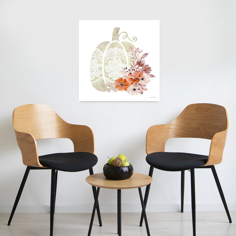 Dentelle citrouille 2, art moderne abstrait rustique d'automne, 24" H x 24" W