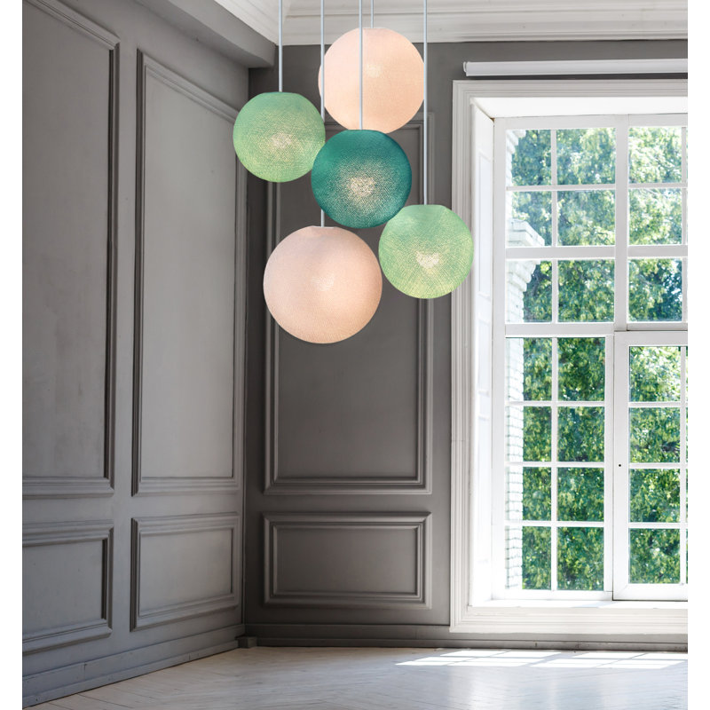 Bort 5-Light Globe Pendant, Aqua