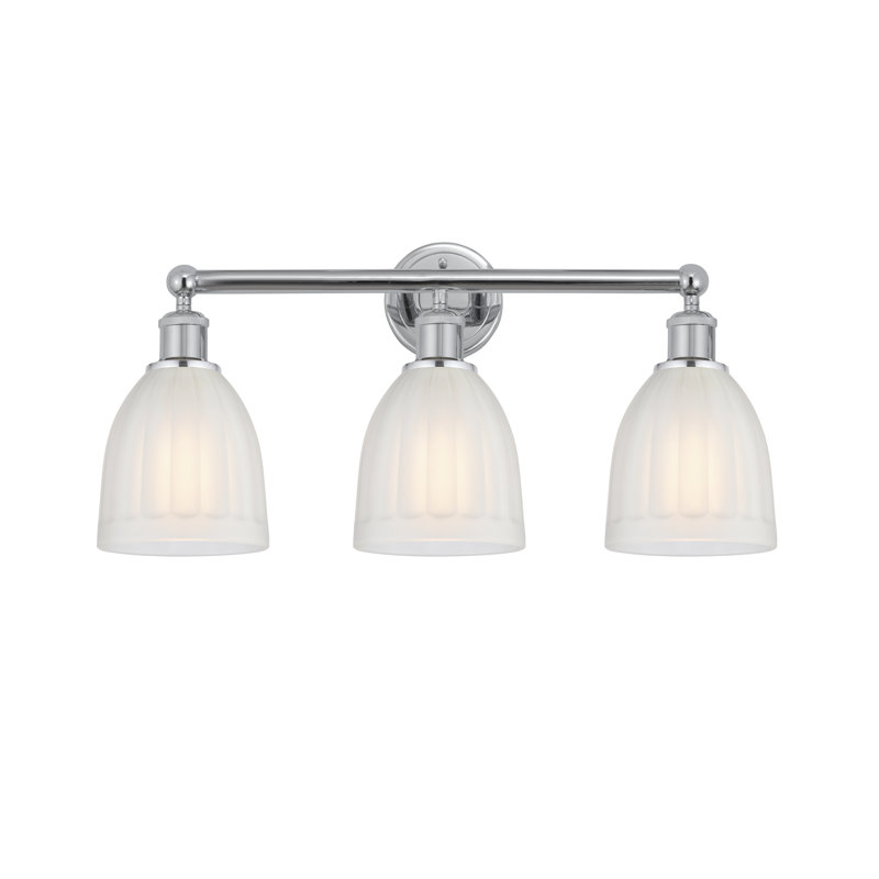 Éclairage pour meuble-lavabo de salle de bain 3 lumières 23,75 pouces Radegonde, Blanc, Chrome poli