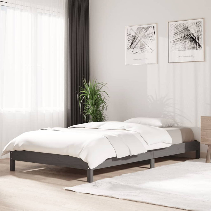 Jigme Solid Wood Bed, 96.5 x 206.5 cm, Black