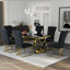Ensemble de table de salle à manger moderne noir et doré avec chaises en velours noir-565059103