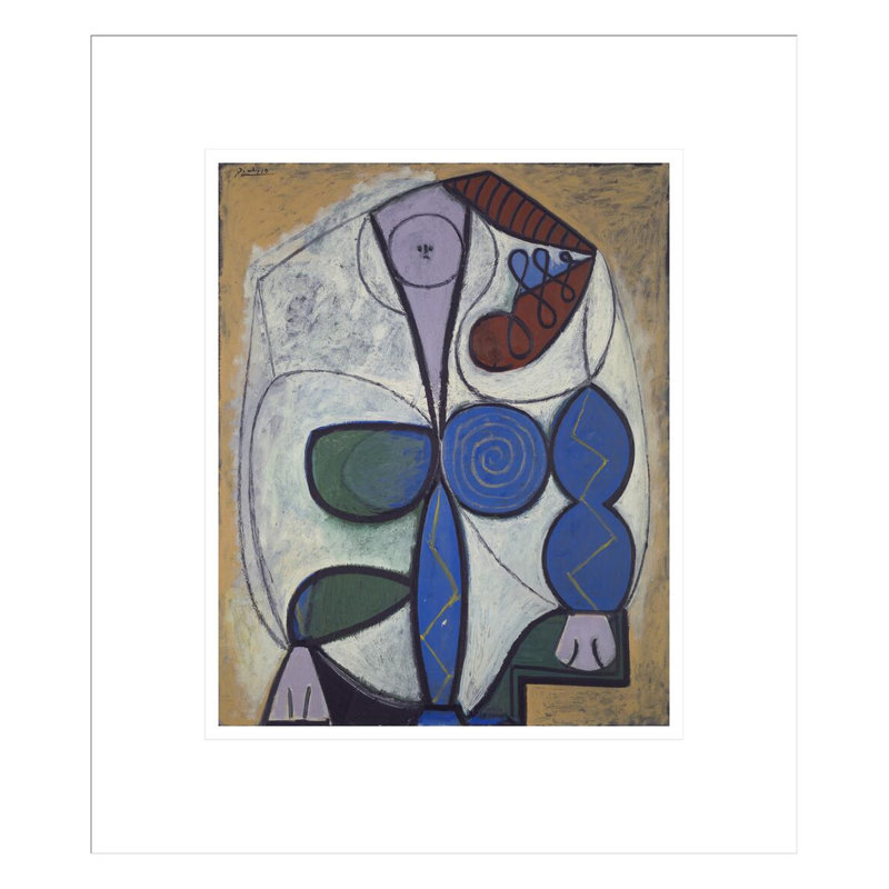 Femme assise par Pablo Picasso, impression giclée sur cadre, H 15,74 po x l 13,75 po