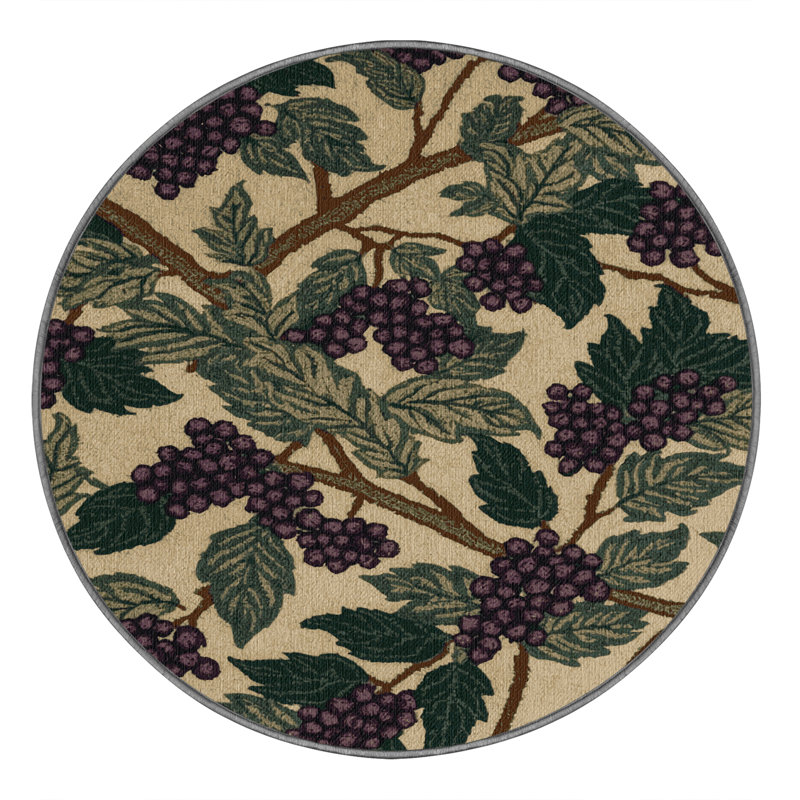  Tapis lavable fruits de sureau, Rond 5 pi