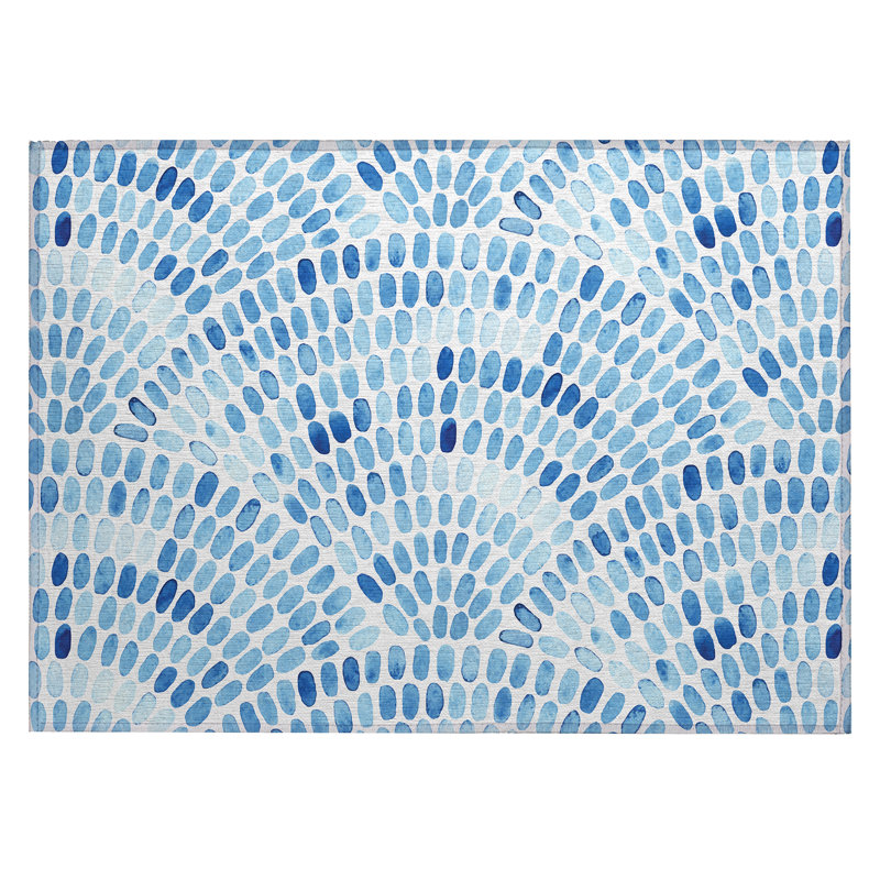 Deloni Washable Geometric Indoor / Outdoor Rug, Rectangle 1'8" x 2'6"