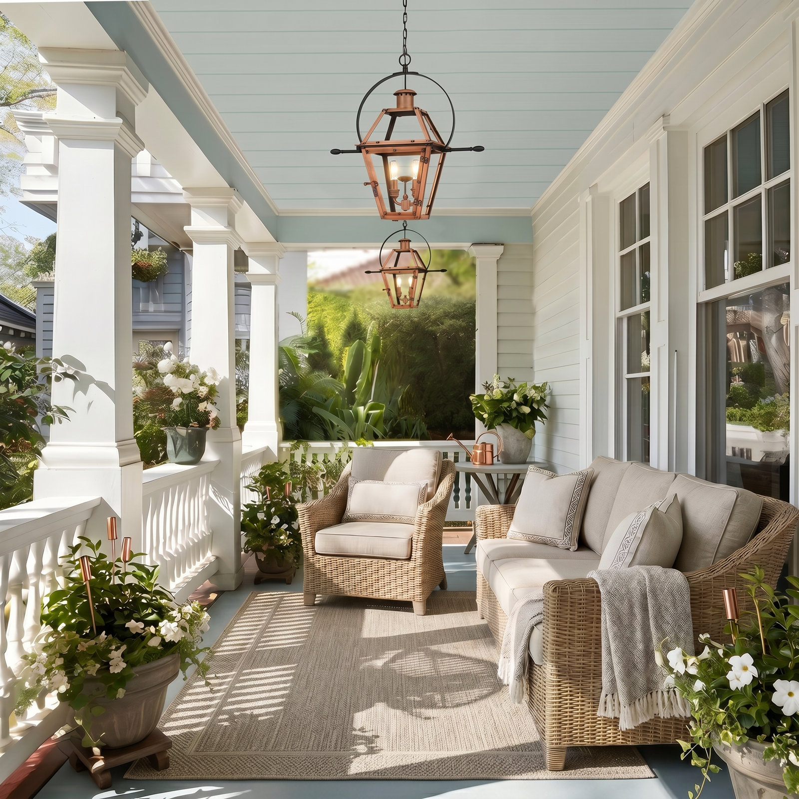 Amber Transparent Outdoor Lighting, Aged Copper