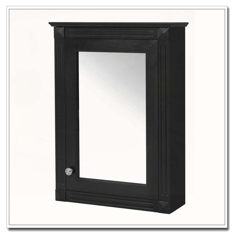 Wall Mounted Bathroom Mirror Cabinet with Adjustable Shelf, Black