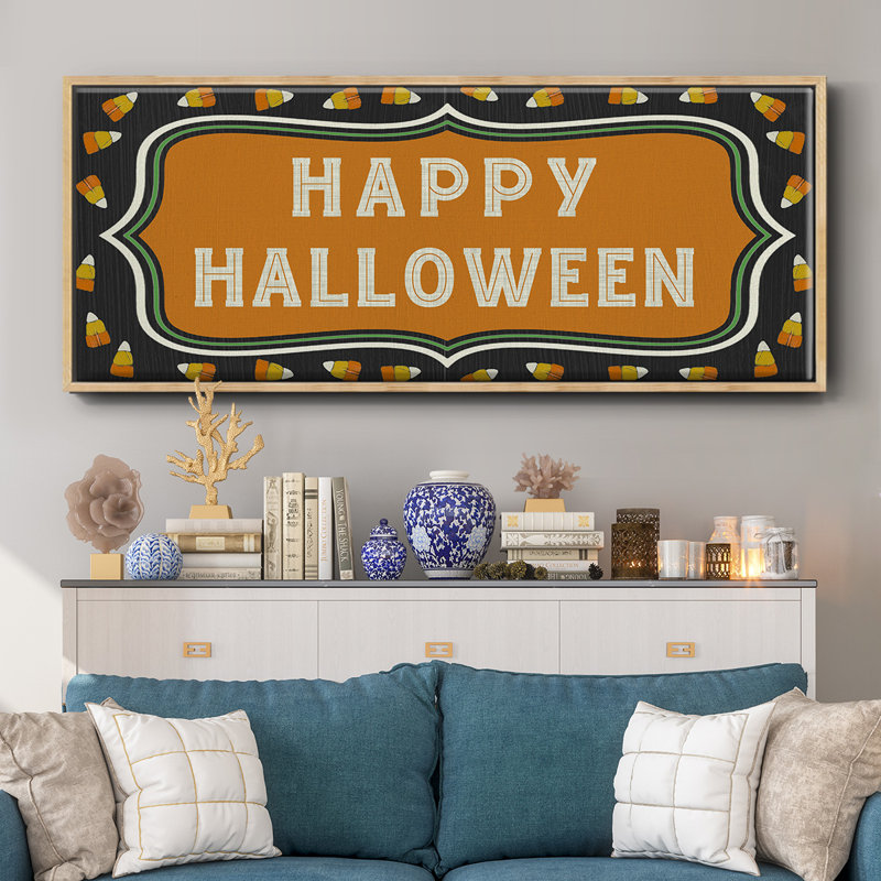 Happy Hallowween- Framed Canvas, 12" H x 30" W