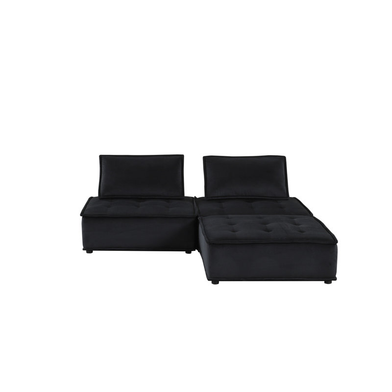 Canapé modulaire en velours noir 3 pièces Anna