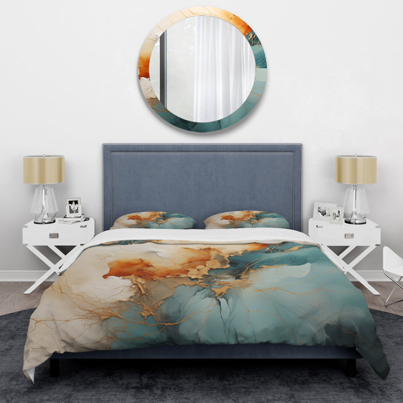 Ensemble de housse de couette en microfibre / polyester Teal Orange Bold Energy V Bedding