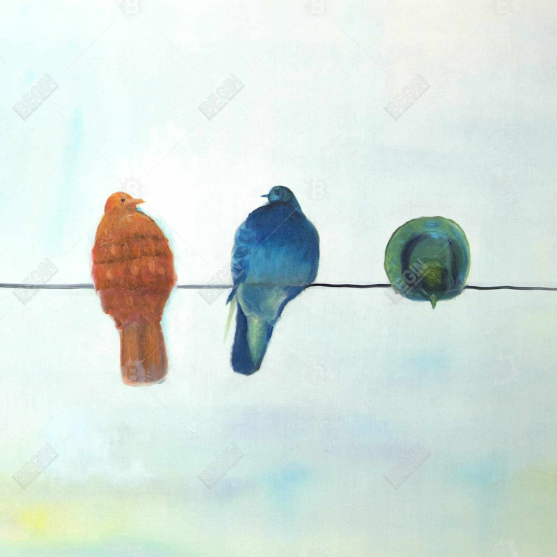"Oiseaux abstraits perchés"