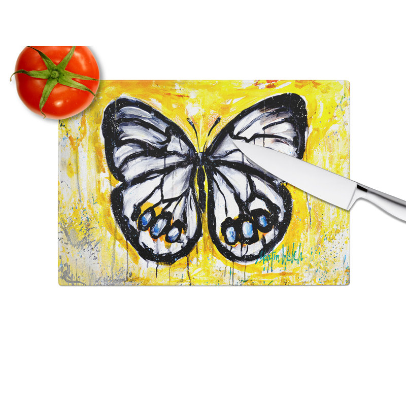 Buttefly Whisp Glass Cutting Board