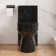 Compact Toilets, Glossy Black One-Piece Toilet With High-Efficiency Flush Round Toilet For Space-Saving