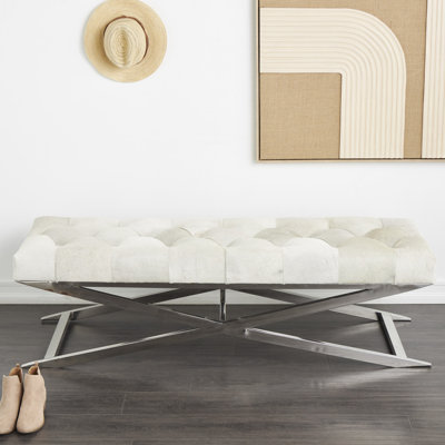 Banc rembourré en cuir capitonné Cayden