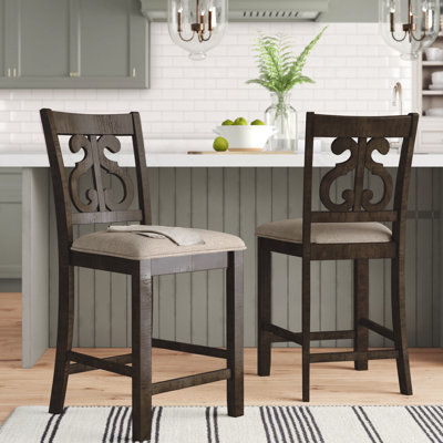 Parthenia Upholstered Counter Stool with Solid Wood Frame