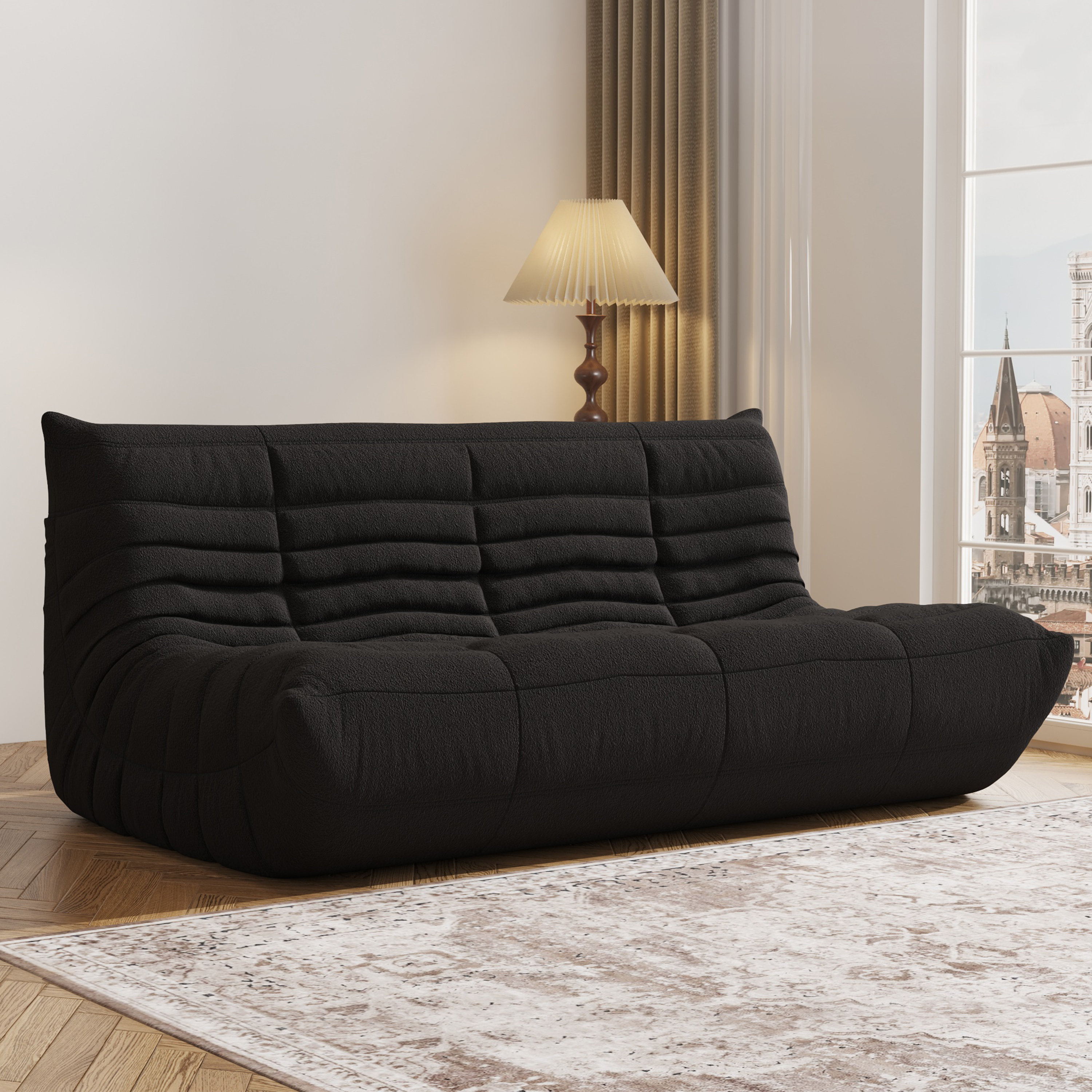 Armless 3-Seat Togo THREE Seater Large Bean Bag Sofa, Beanbag 3-seat Sofa For Adults Fireside Bean Bag Lounger Memory Foam Sofa