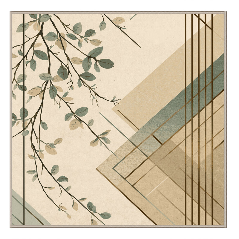 Machine Washable Orlandra Eucalyptus Minimalist Geometric Rug in Beige – Beige Binding, 5' Square