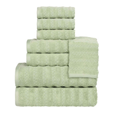 Nile Mills Zero-Twist Cotton Towel Set - Waffle Stripe Texture - Quick-Dry