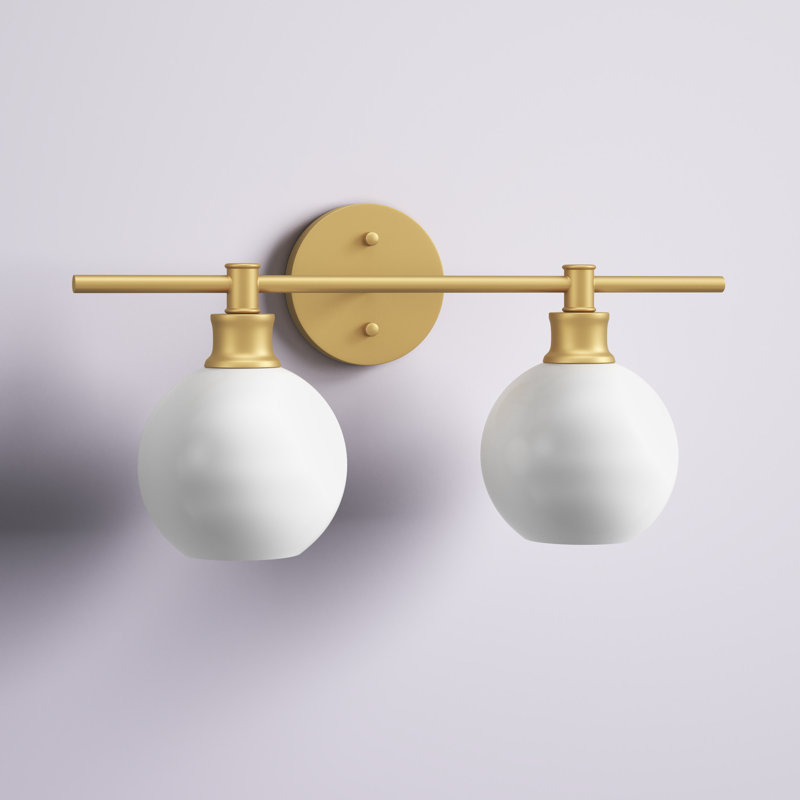 Éclairage pour meuble-lavabo en verre Drinkard, Laiton, Blanc givré, 2 Lights